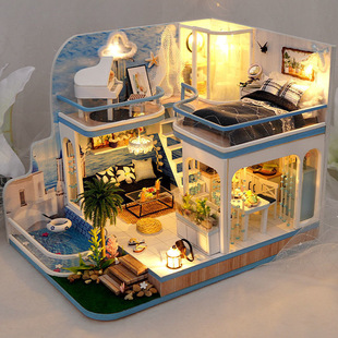 DIY Handmade Hut Chinese Style Ancient Building Assembled House Model Kidsren's Toys Birthday Gift for Girls and Boys