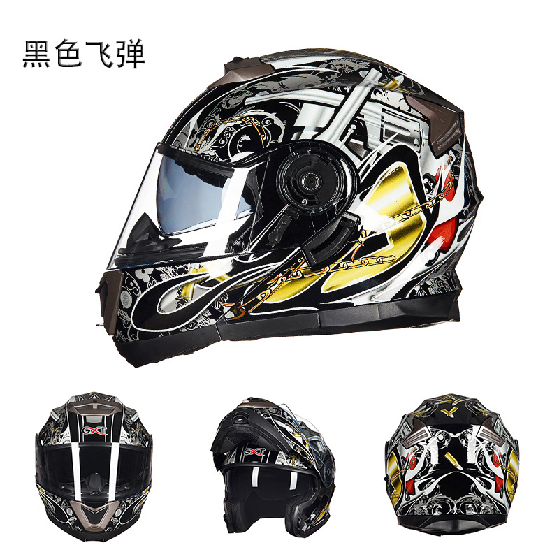 Motosiklet kaskı (dəbilqə) – Motuoche Full Face - black-missile-transparent-lens-m