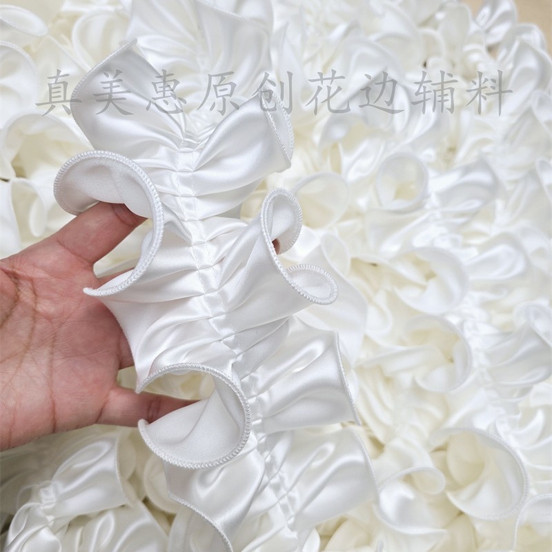 10cm 와이드 화이트 모조 아세테이트 새틴 고급 맞춤 의류 디자인 칼라 및 가슴 부분 레이스 장식 소재