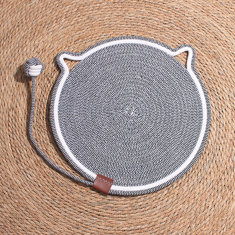 Cable de algodón para mascotas confortable para jugar y dormir en una sola estera de agarre para gatos resistente al desgaste, estera de algodón trenzado resistente al desgaste