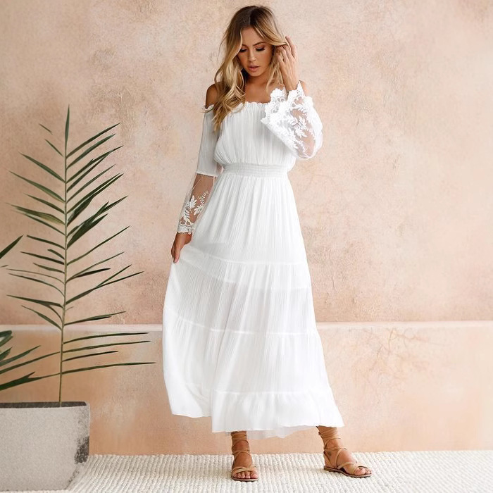 Bohemian Rhapsody Nostalgic Classic Bohemian Lace Stitching dress Women's Summer