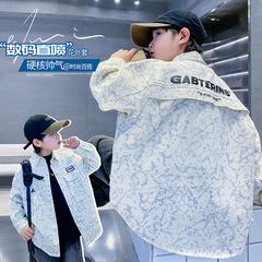 子供服男の子春シャツコート新作春秋服大きい男の子カジュアル襟折りシャツジャケットトップスファッション