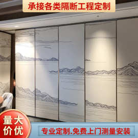佛山厂家活动隔断折叠山水画移动隔墙酒店推拉屏风包间活动屏风