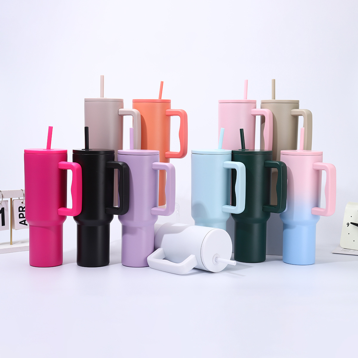 Vaso térmico 40oz acero inoxidable 304 | Taza con asa y pajilla estilo auto