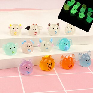 Luminous Twelve Constellations Cartoon Resin Micro Landscape Ornaments New Kidsren's Trendy Car Interior Decoration Accessories