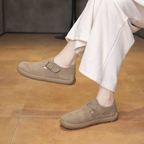 Hua Wear-Resistant Sand Birkens for Women, 2025 Spring Collection: Retro Soft-Soled Birkens, Slip-On Flat Tods