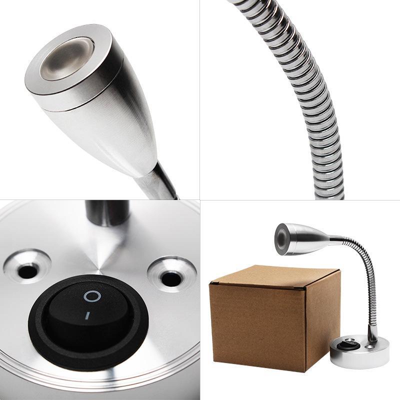 Luz de lectura led para RV, 12V, bajo voltaje, foco giratorio de 360 ​​grados, foco de noche, lámpara de pared, techo, luz blanca cálida, protección para los ojos