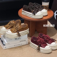 早秋解构板鞋女ins潮2025新款复古小众设计感厚底麂皮休闲运动鞋