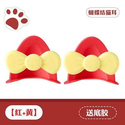 Motosiklet dəbilqələri Accessories Cute Bow Bear - cat-ear-bow-red-yellow-comes-with-traceless-glue
