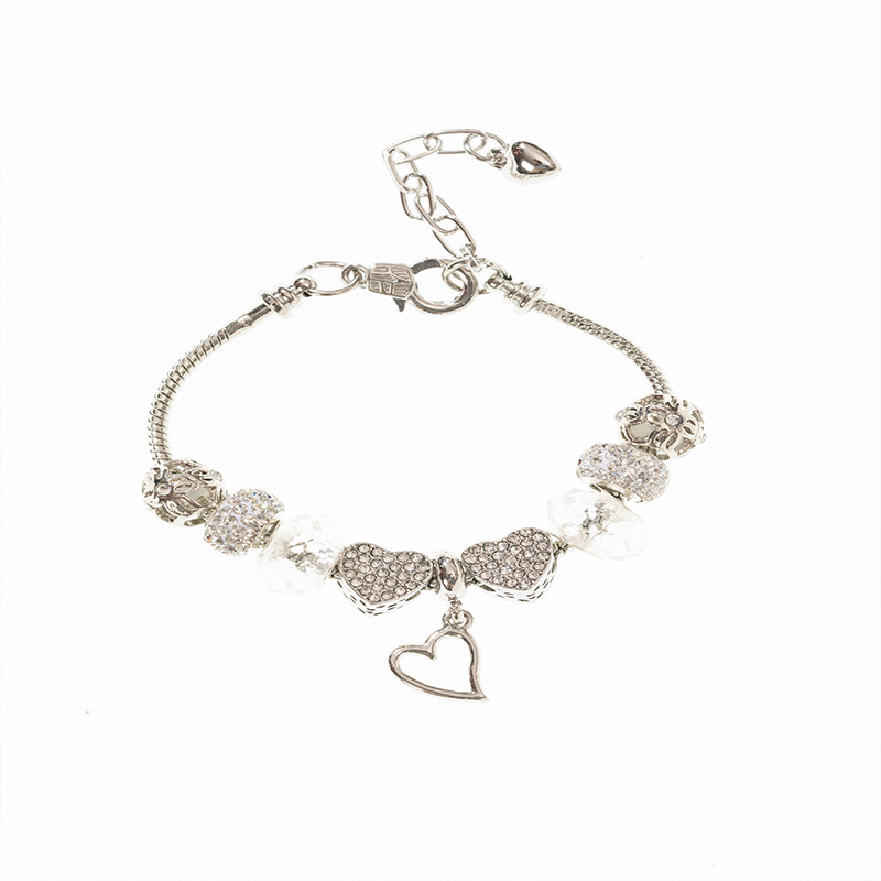 Panjia pulsera Dora DIY cuentas explosivas transfronterizas colgante de corazón bola de perla de cristal amor brazalete de diamante de cobre