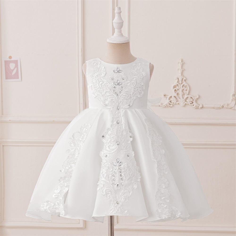 Ropa de niños nuevo vestido de bebé bordado vestido de princesa vestido de aniversario de boda vestido de flores vestido