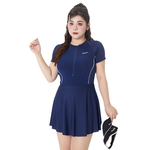 Plus size swimsuit for women, sports one-piece, simple, fat girl, conservatively covers the flesh, belly, looks slim, hot spring swimsuit for women