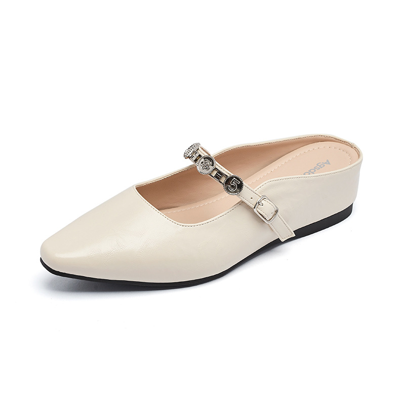 Augustion Baotou pantuflas mujeres verano 2025 nueva moda francesa para llevar sandalias Mary Jane