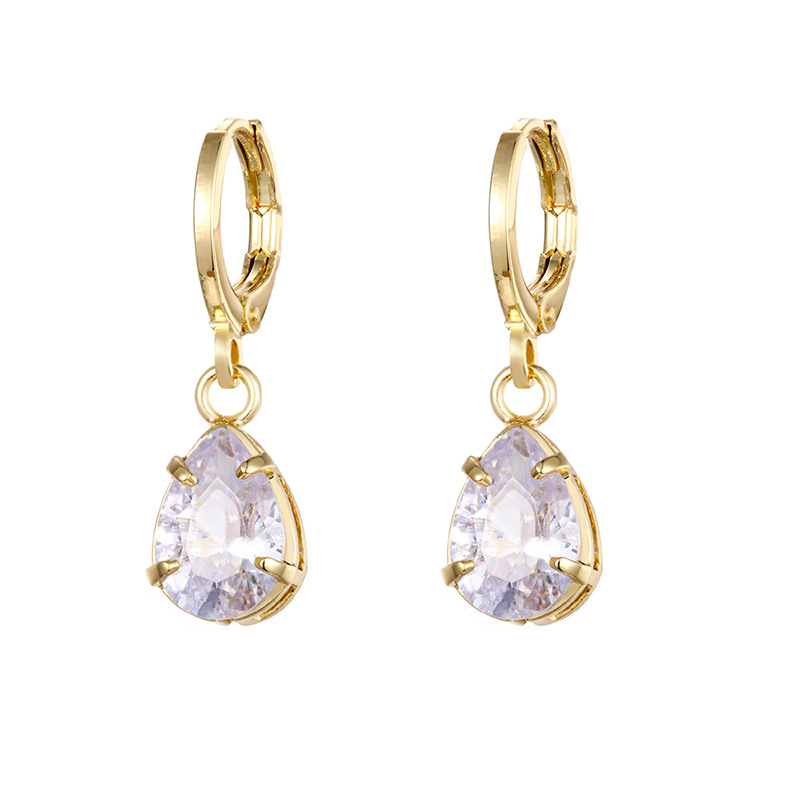1 Pair Quantity 1 Pair Simple Style Classic Style Water Droplets Inlay Copper Zircon Drop Earrings