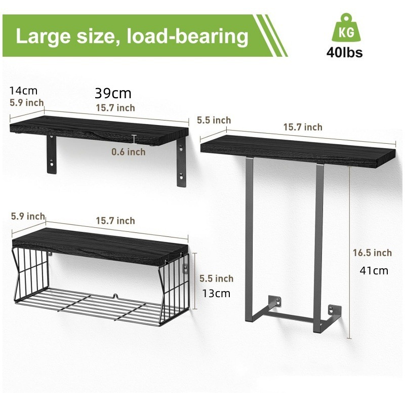 Rack de almacenamiento de toallas de baño tipo pared, estante de almacenamiento de tres piezas, baño, sala de estar, cocina, estante de almacenamiento de artículos de baño