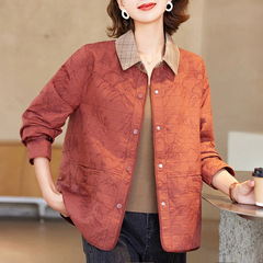 2025中年のお母さんの春の服の洋風の襟のコートの広い奥さんの風衣の中高年の婦人服の春と秋の短いタイプのジャケット
