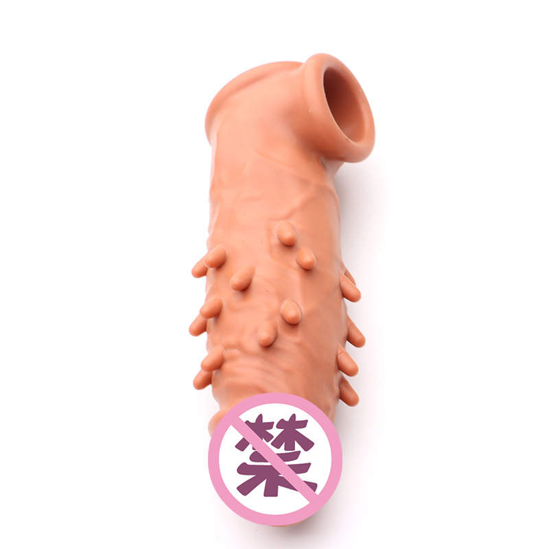 Wolf Tooth Textured Penis Sleeve, TPE Spiked Extender, Large-Particle Stimulation Cover — detail image 4