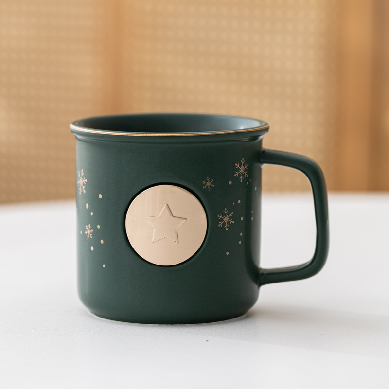 Navidad regalo de bronce de metal taza de cerámica regalos de negocios al por mayor grabado impresión LOGO