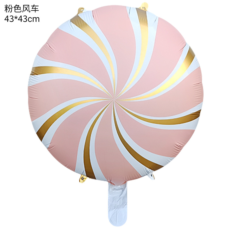 18 pulgadas ronda molino de viento globo espiral de aluminio bola Lollipop globo caramelo forma cumpleaños fiesta Decoración