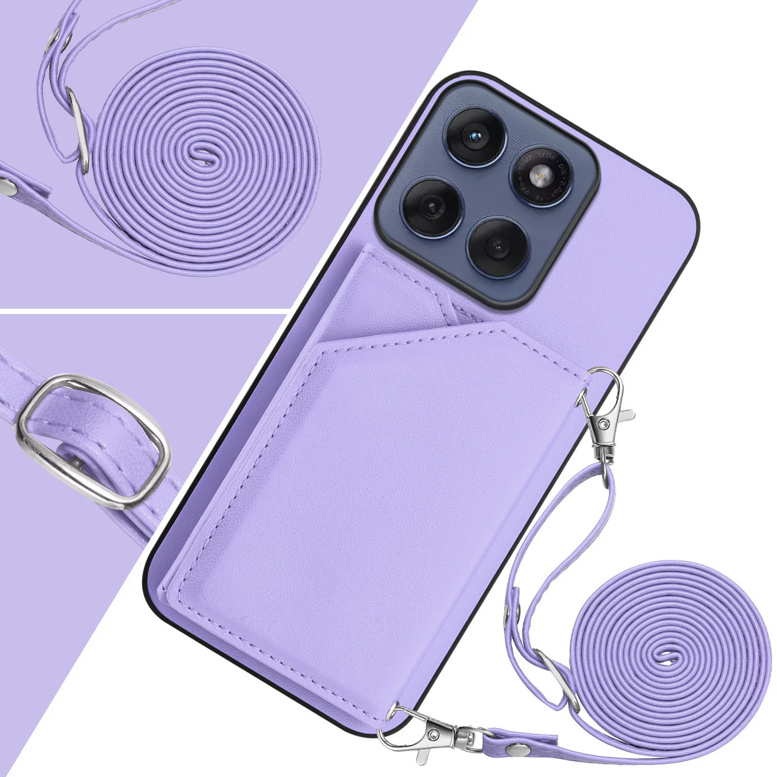 [Корпус для Google Pixel 9A/Moto Edge 60 Stylus однотонный кожаный чехол с инсий/кросс]