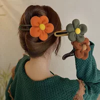 Плюшевый зажим для волос, заколка-краб, акула, аксессуар для волос, цветочный, стиль высокого качества, оптом
