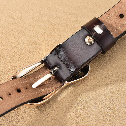 Factory direct supply of women's genuine leather hollow belt, women's versatile cowhide belt, no punching belt, thin belt