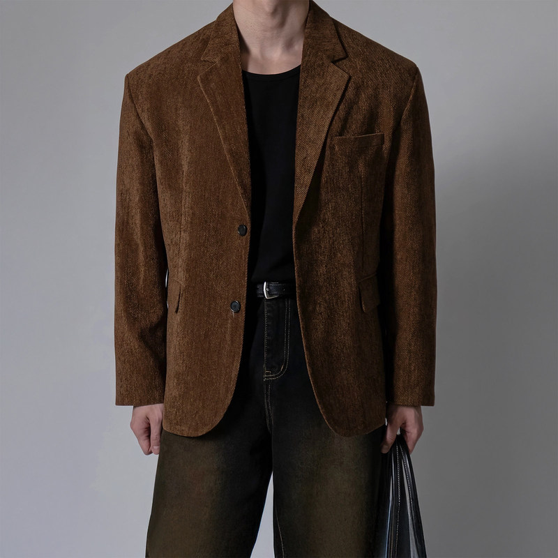 Old Money Style Casual Blazer for Men, Spring and Autumn Korean Version, Loose Fit, High-End Business Retro Brown Suit Jacket Old Money Style Casual Blazer for Men, Spring and Autumn Korean Version, Loose Fit, High-End Business Retro Brown Suit Jacket