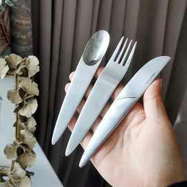北欧18-10西餐极简设计刀叉勺牛排刀叉餐具甜品叉勺304奶油刀套装