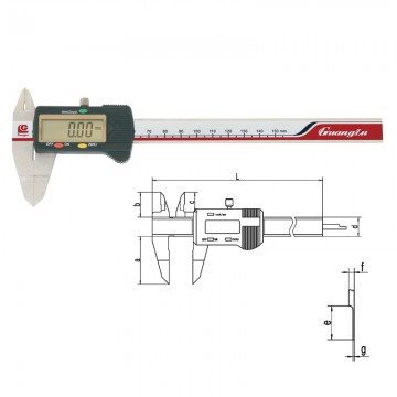 广陆薄片数显卡尺0-150卡槽叶片刀口型电子游标卡尺外槽叶片卡尺