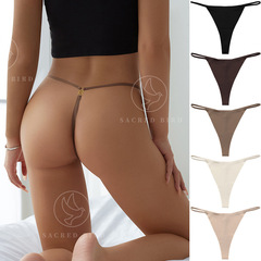 Seamless cross-border sexy slim belt buckle T-pants girls' fitness underwear, one-piece pure cotton crotch women's T-string underwear
