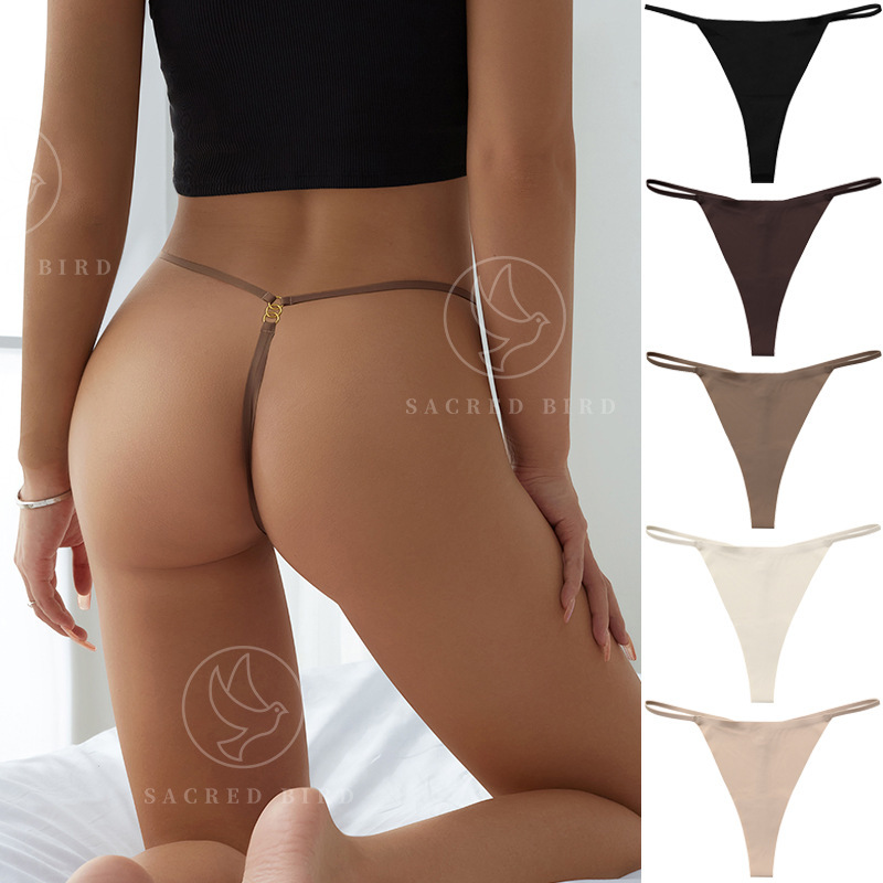 Seamless Cross-Border Sexy Thin Strap Buckle T-Pants Girls Fitness Underwear One-Piece Pure Cotton Crotch Women's T-String Underwear Seamless Cross-Border Sexy Thin Strap Buckle T-Pants Girls Fitness Underwear One-Piece Pure Cotton Crotch Women's T-String Underwear