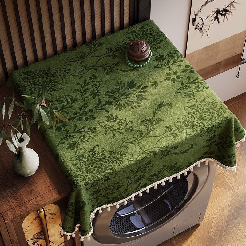 New Chinese-Style Washing Machine Cover with a Light Luxury and High-End Feel, Fully Automatic, for Home Use on the Balcony, Dustproof and Sun Protection Cover Pad