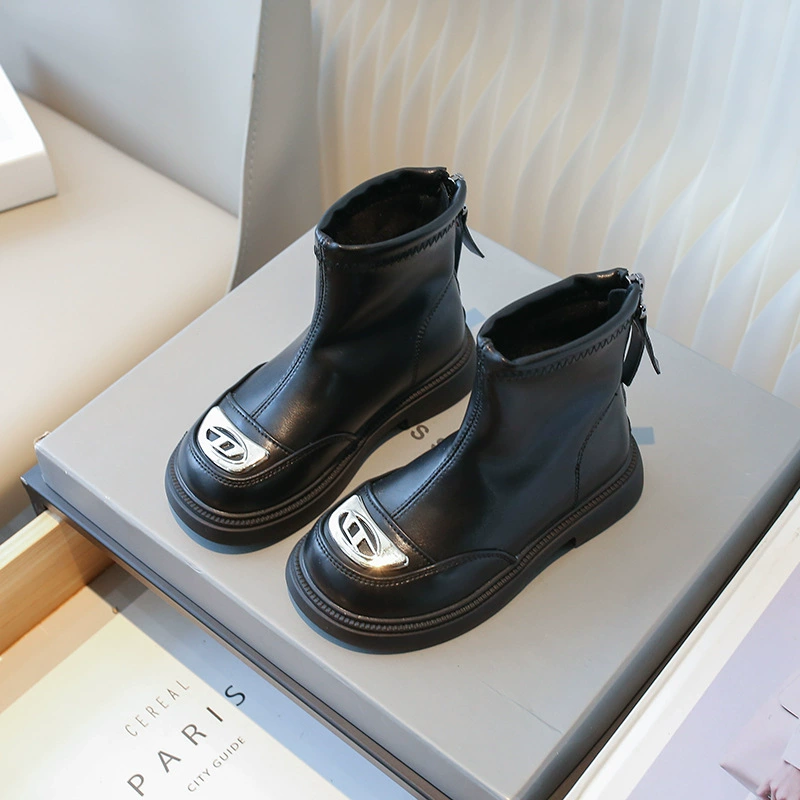 Martens, demi-season children's fleece low low boots English style for men and women for leisure, British style, for teenagers