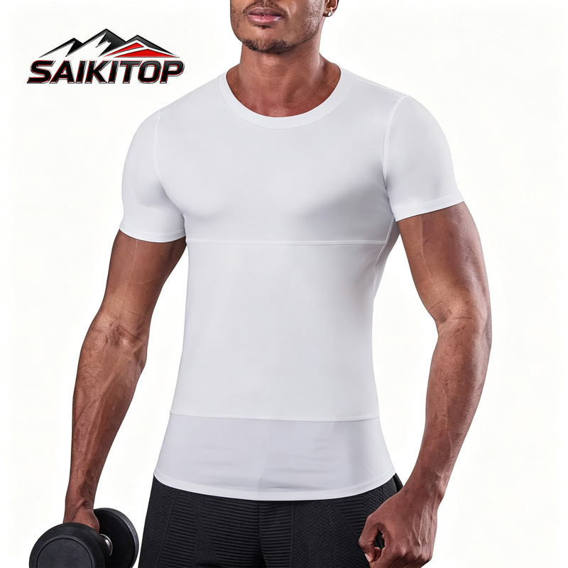 Men's Compression Short Sleeve Bodysuit Male Shapewear Underwear Tummy Control Body Shaper Sports Running T-Shirt Men's Compression Short Sleeve Bodysuit Male Shapewear Underwear Tummy Control Body Shaper Sports Running T-Shirt