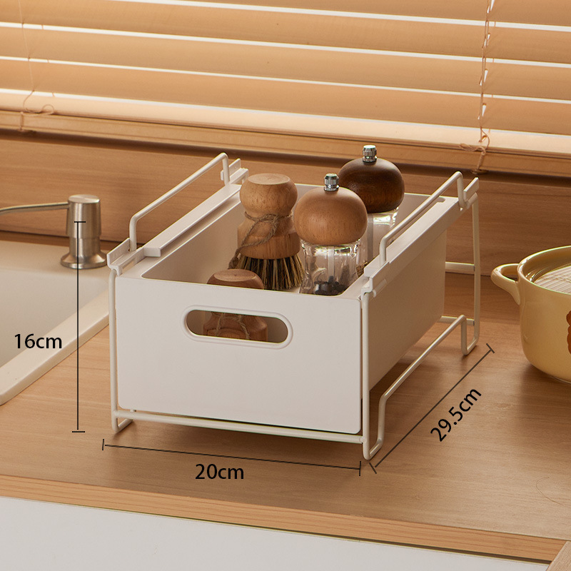 キッチンシンクの下の引き出し式収納ラック、食器、調味料収納ラック、キャビネット内のスナックやおもちゃ、多層バスケット|undefined