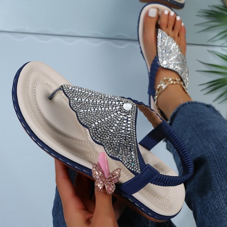 Foreign trade 2022 summer new Amazon big toe rhinestones casual open-toe miter daily sandal women