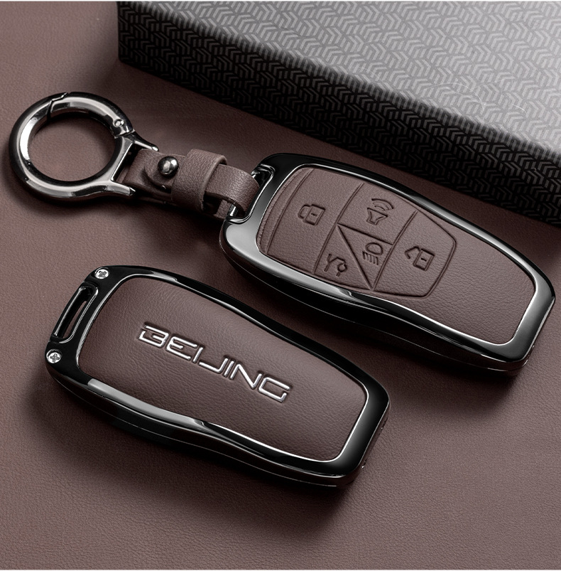 Suitable for Beijing Car Key Cover Bj40 Car Accessories Shell Bj60 Women's Bag Bj80 Lock X7 Men's Simple Buckle Lanyard