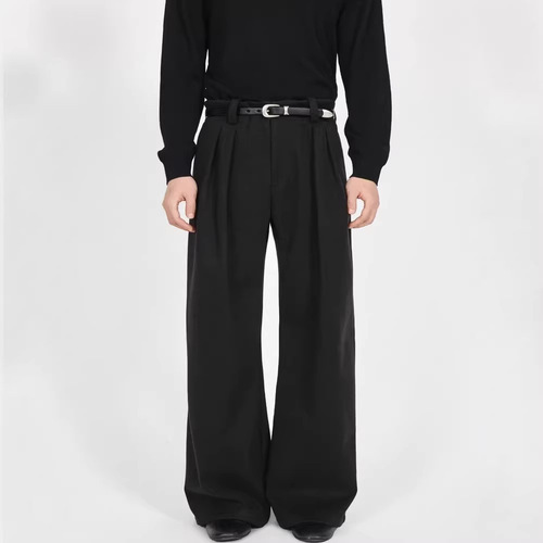 Japanese niche high-end feeling, ascetic pendant feeling, retro stitching design, mopping suit pants, loose men's wide-leg casual pants
