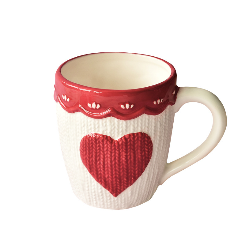 Nórdico Iins amor rojo taza Oficina creativa simple de cerámica pintada a mano