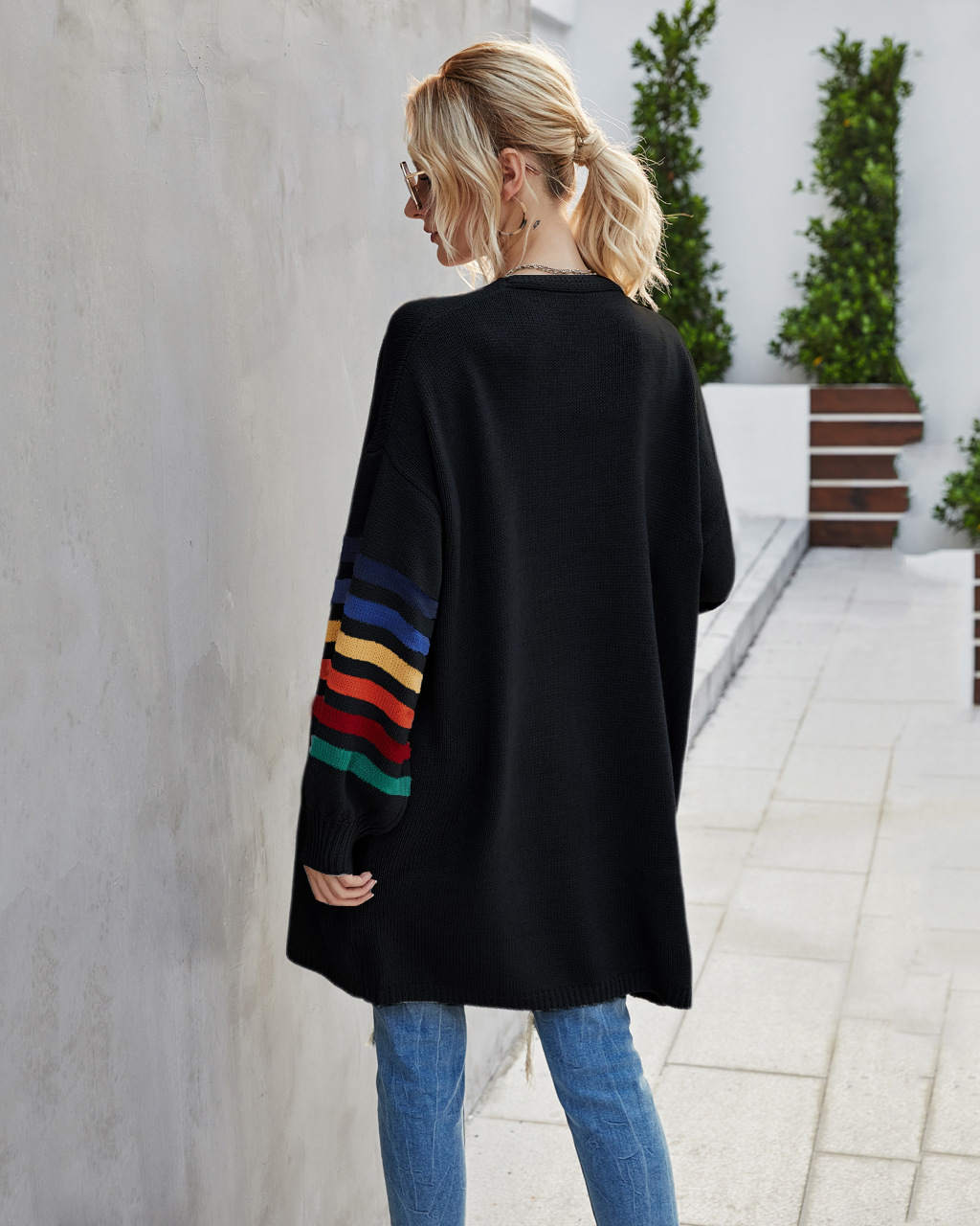 Women's Clothing patchwork loose large size sweater sweater jacket _voghion.com