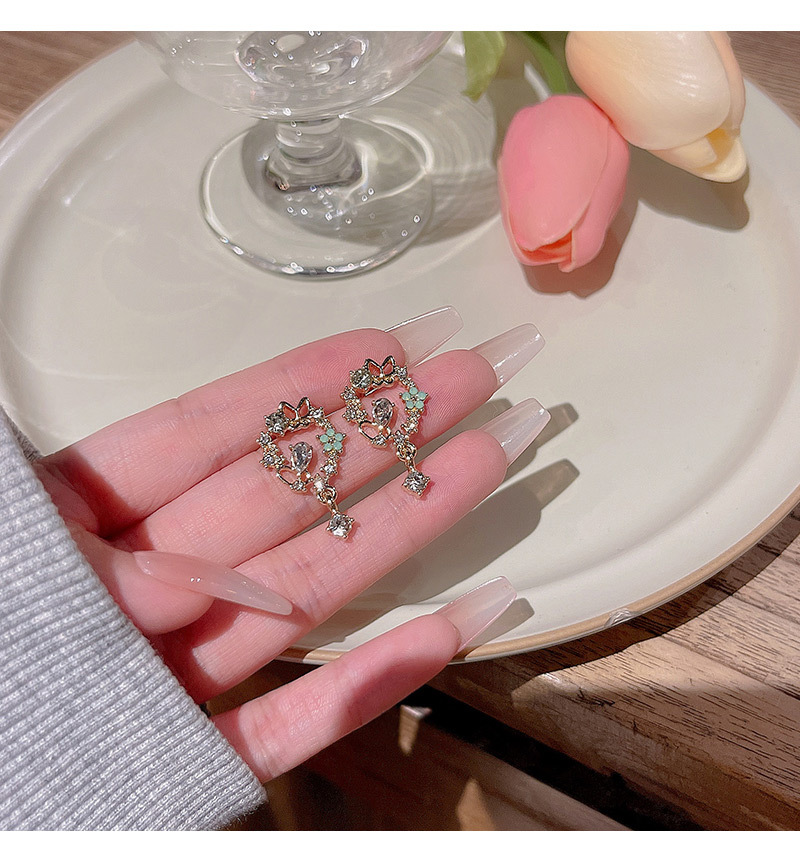 1 Pair Sweet Flower Alloy Inlay Rhinestones Opal Womenu0027S Drop Earrings
