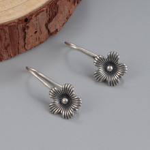 S925纯银小花花勾耳钩配件复古做旧可挂吊坠耳环配饰材料DIY手工