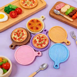 多色披萨盘子创意食玩卡通手工diy饰品配件奶油胶树脂小配件材料