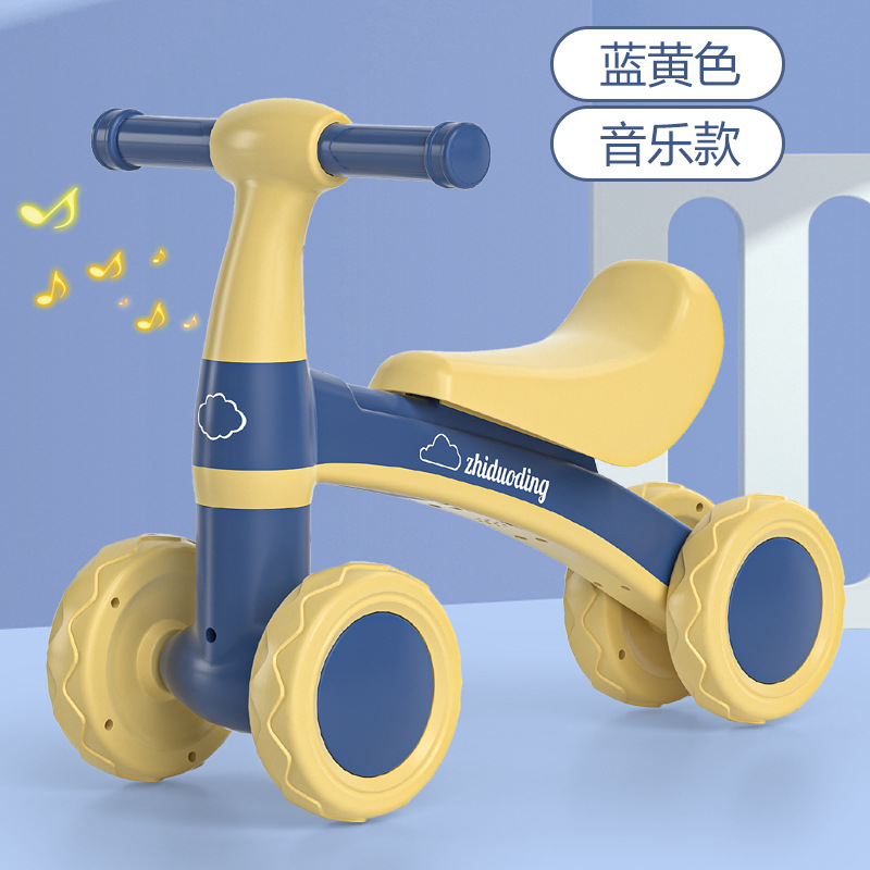 Cuatro ruedas de equilibrio para niños de 1 - 3 años de edad, patineta para bebés sin pedal, caminante anti-rollback, música, luces deslizantes