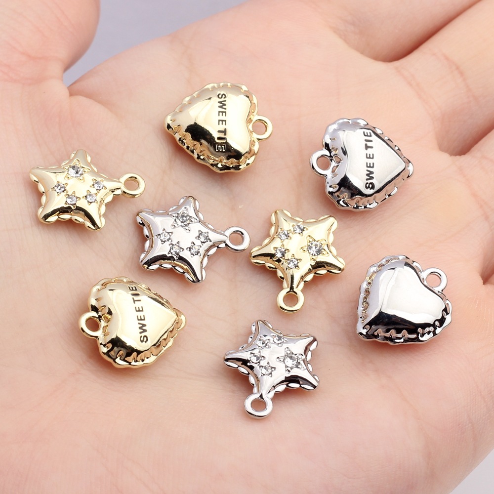 50g Weight Pendant Jewelry Making Type Rhinestones Inlay Material DIY Jewelry Accessories Classification 10 PCS/Package Quantity Alloy Material Star, Heart Shape Pattern Plating, Inlay Design Simple Style Style 10 PCS/Package Alloy Rhinestones Star Heart Shape Pendant 4