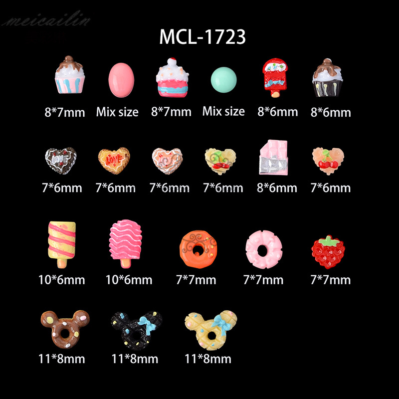 Joyería de uñas de dibujos animados DIY traje de caramelo tridimensional Navidad Linda joyería de uñas de resina mezclada al por mayor