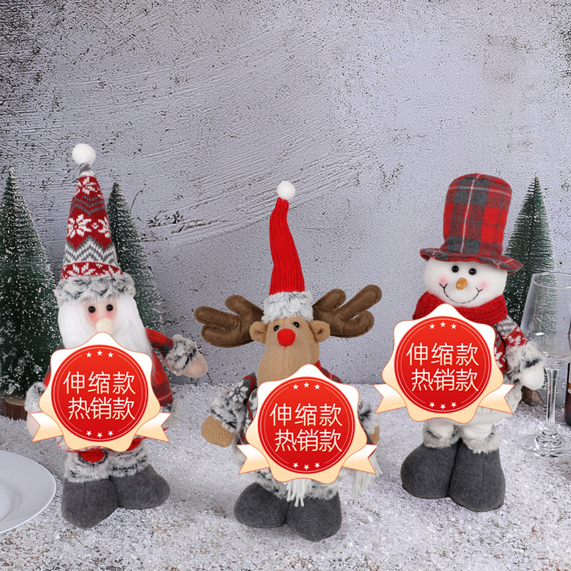 クリスマス装飾品伸縮公仔サンタクロース雪だるまヘラジカ人形デスクトップ装飾品店ショーウインドー配置|undefined