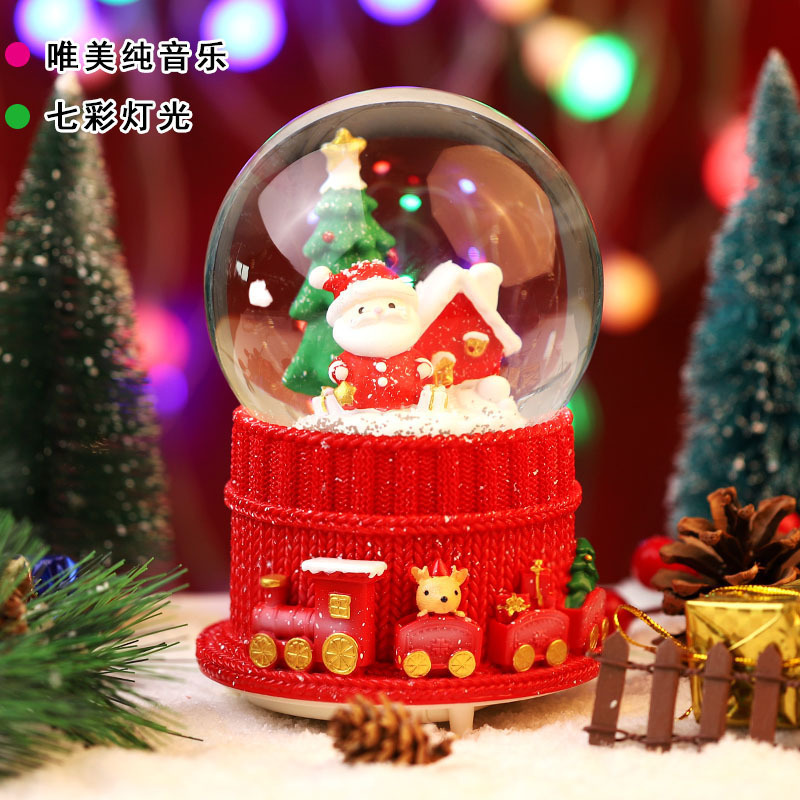 Nuevos productos transfronterizos regalos de Navidad creativos artesanía de resina decoración de escritorio adornos caja de sonido regalos de bola de cristal