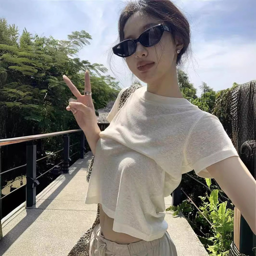 Bamboo-Section Ribbed Simple Short-Sleeve T-Shirt for Women | 2025 Summer Slimming Basic Base Layer Top with Elegant Appeal