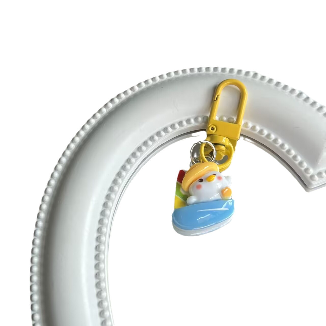 Lindo vacaciones pato llavero animal chica corazón dulce estudiante de dibujos animados bolsa de la cadena colgante adornos joyería